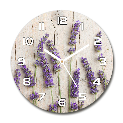 Round wall clock Lavender on wood