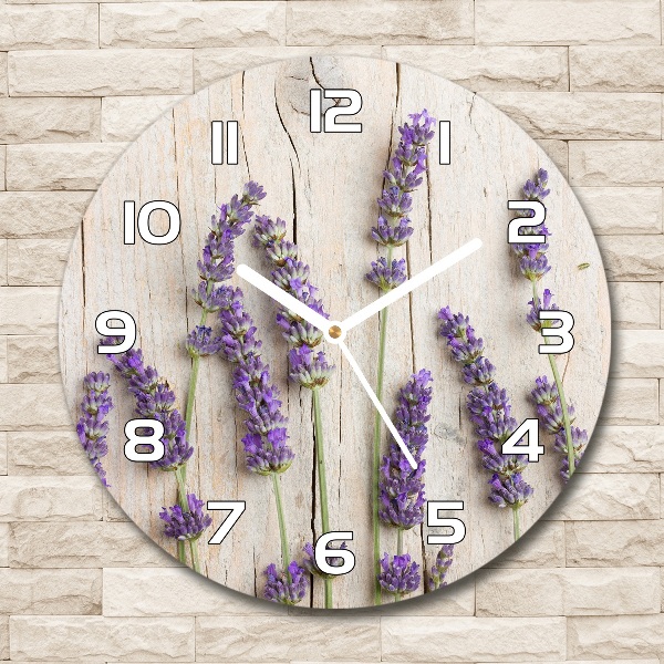 Round wall clock Lavender on wood