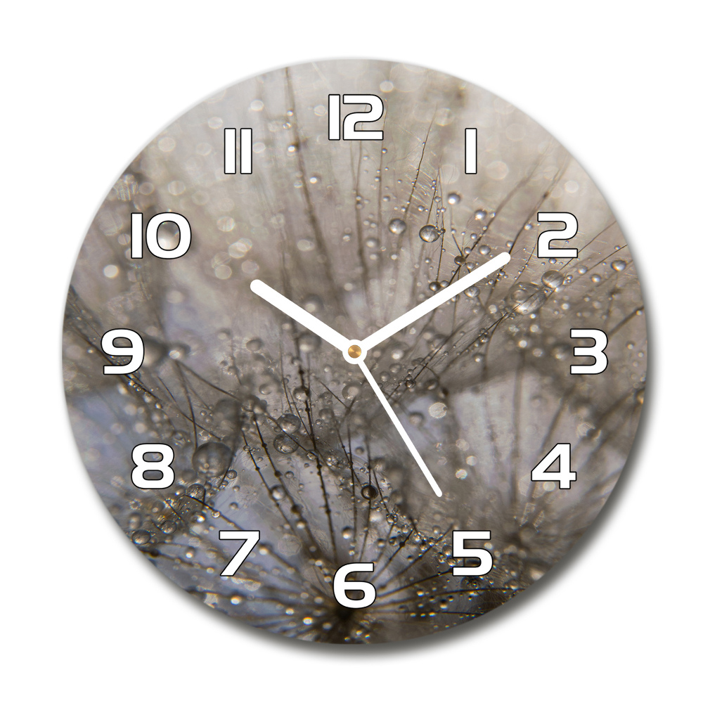 Round glass wall clock Dandelion seeds