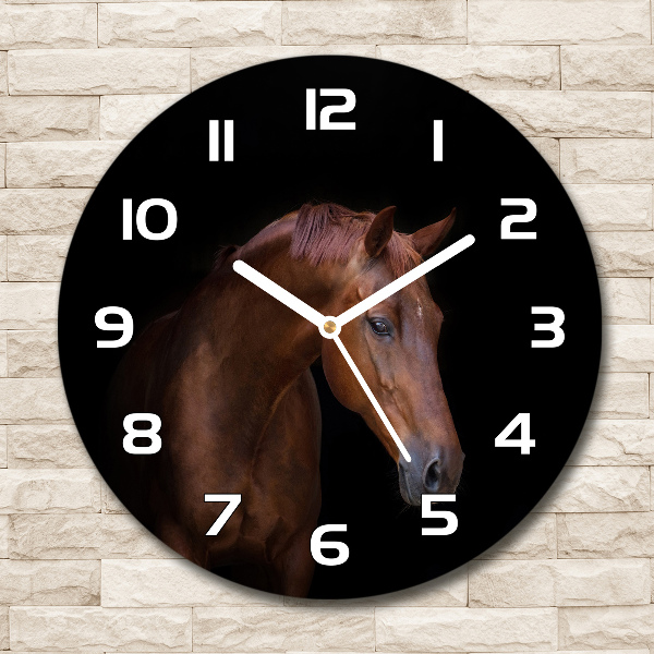 Round wall clock Brown horse