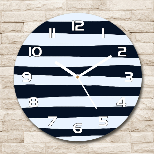 Round glass wall clock Background with stripes