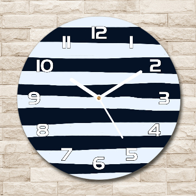 Round glass wall clock Background with stripes