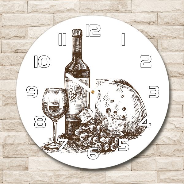 Round wall clock Wine and snacks