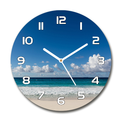 Round wall clock Seychelles beach