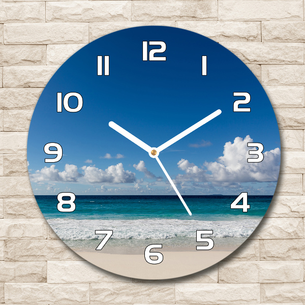 Round wall clock Seychelles beach