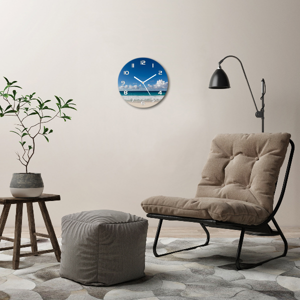 Round wall clock Seychelles beach