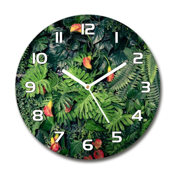 Round clock glass Exotic jungle