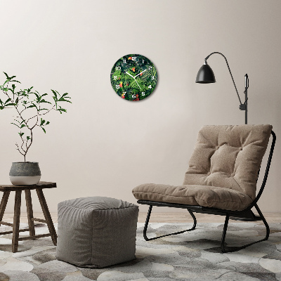 Round clock glass Exotic jungle