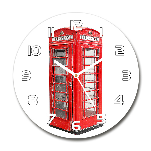 Round wall clock telephone booth