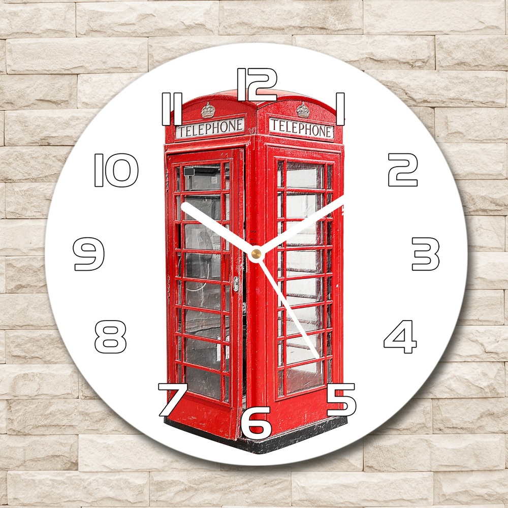 Round wall clock telephone booth