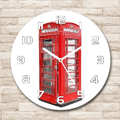 Round wall clock telephone booth