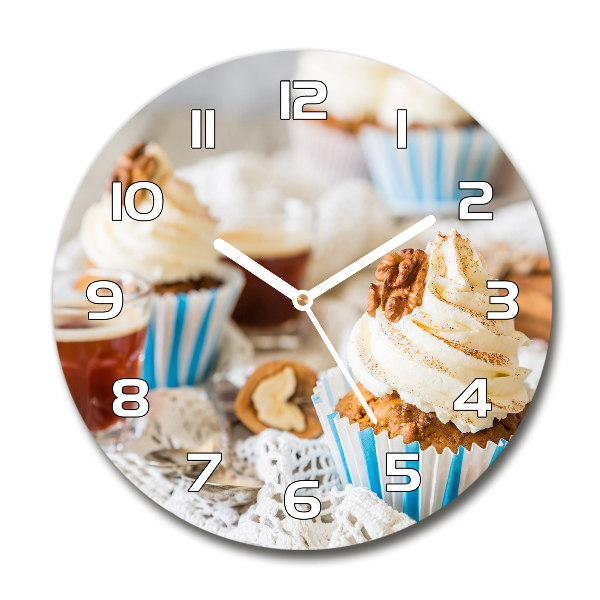 Round glass clock Cupcakes