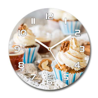 Round glass clock Cupcakes