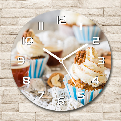 Round glass clock Cupcakes