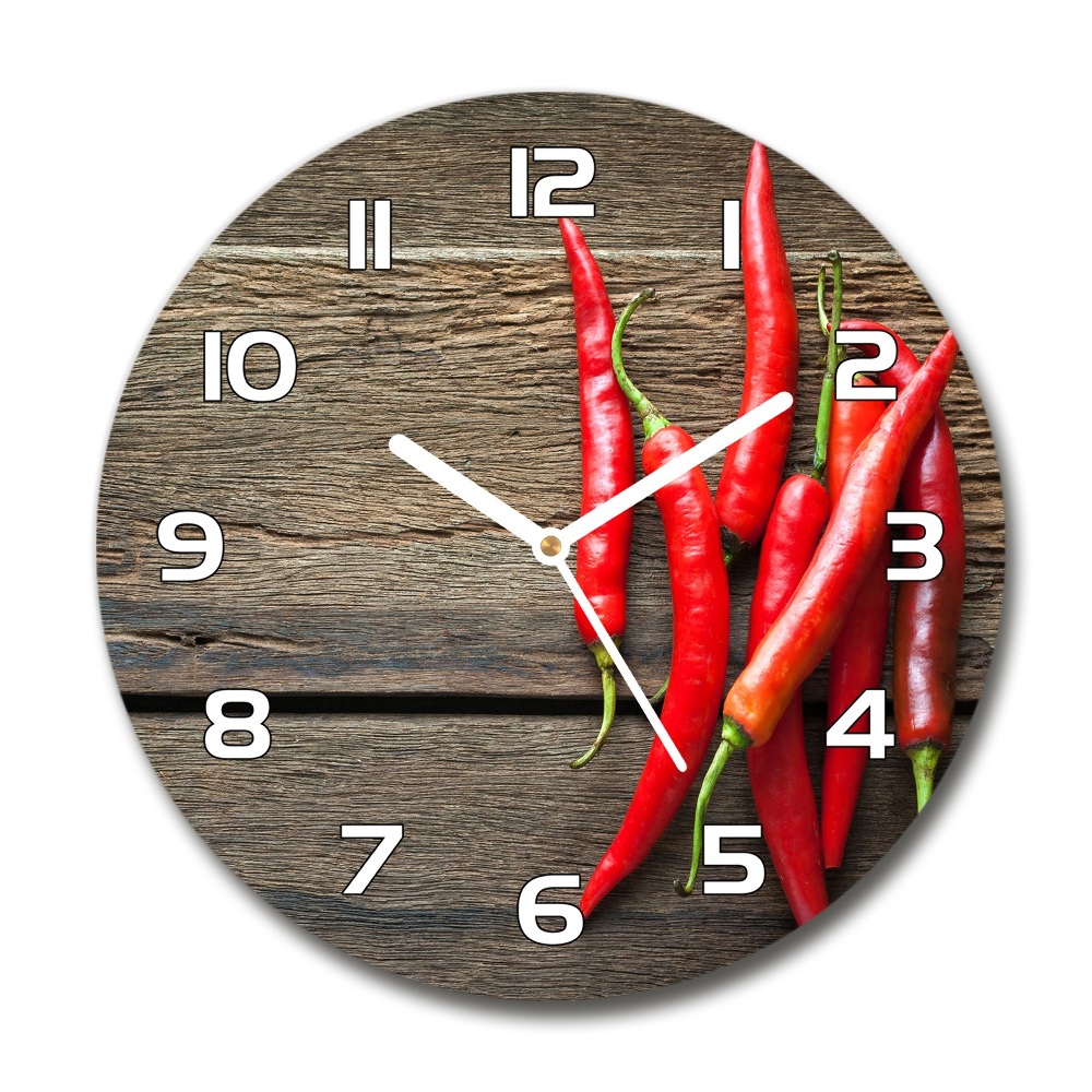 Round glass clock Chilli peppers