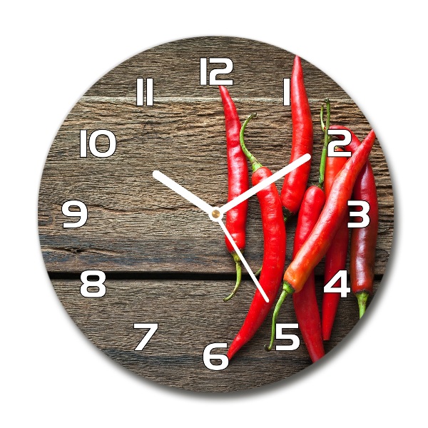 Round glass clock Chilli peppers