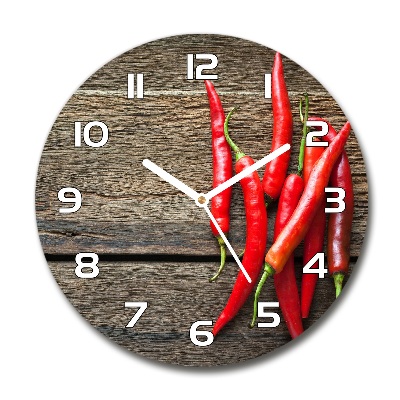 Round glass clock Chilli peppers