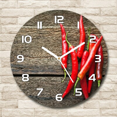 Round glass clock Chilli peppers