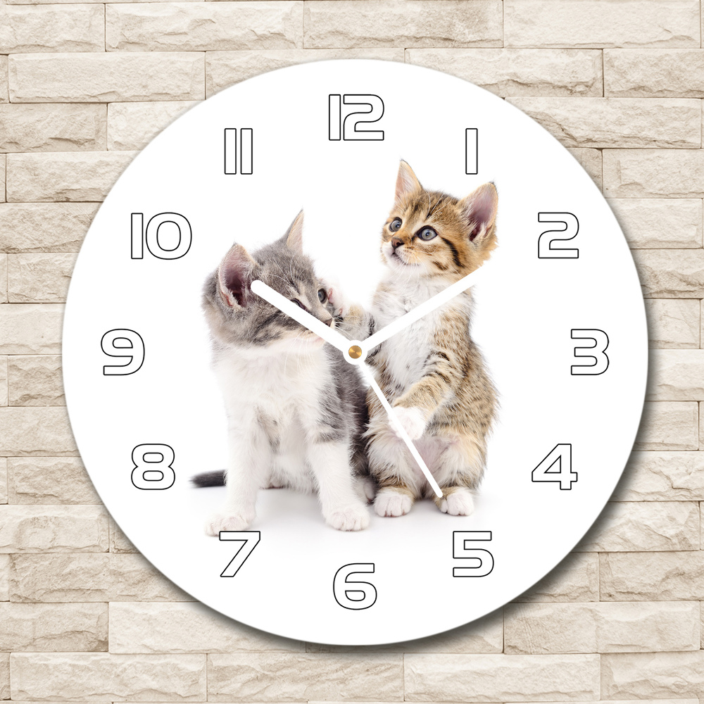 Round wall clock Two little cats