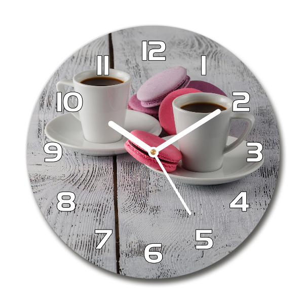 Round glass wall clock Coffee and cakes