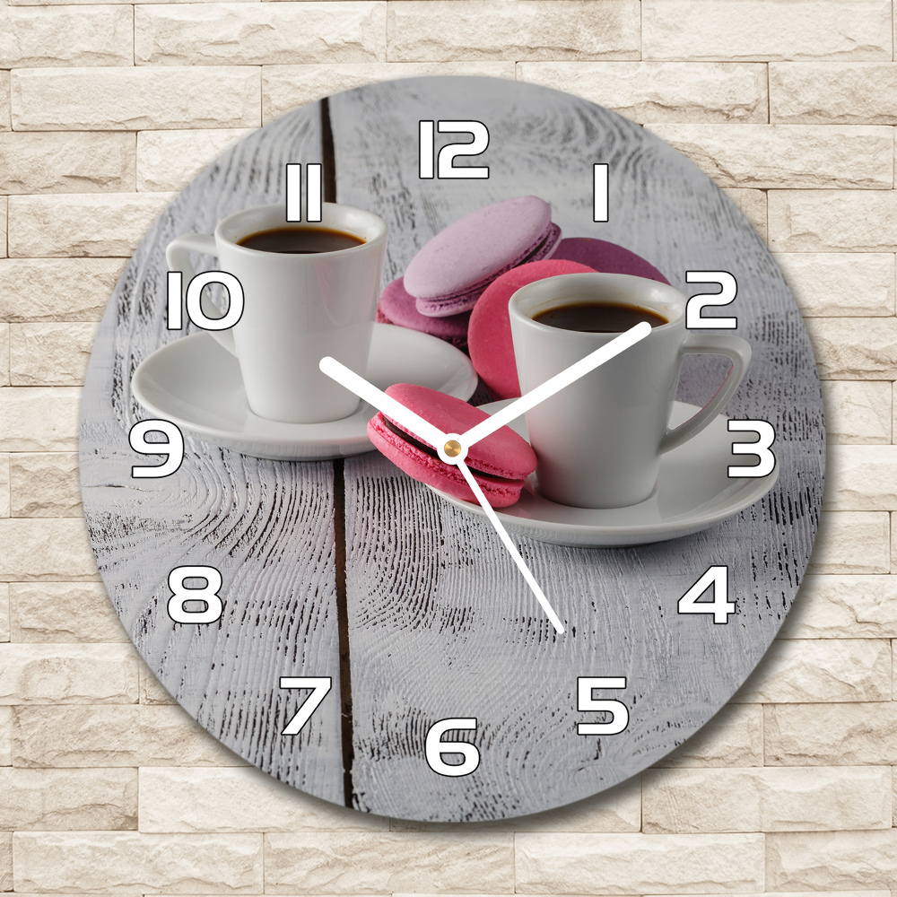 Round glass wall clock Coffee and cakes