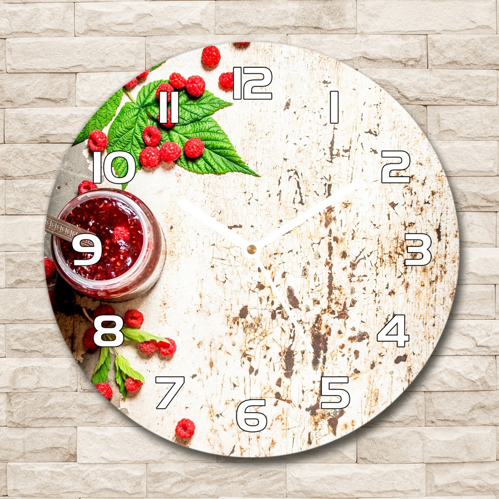 Round clock glass Raspberry jam