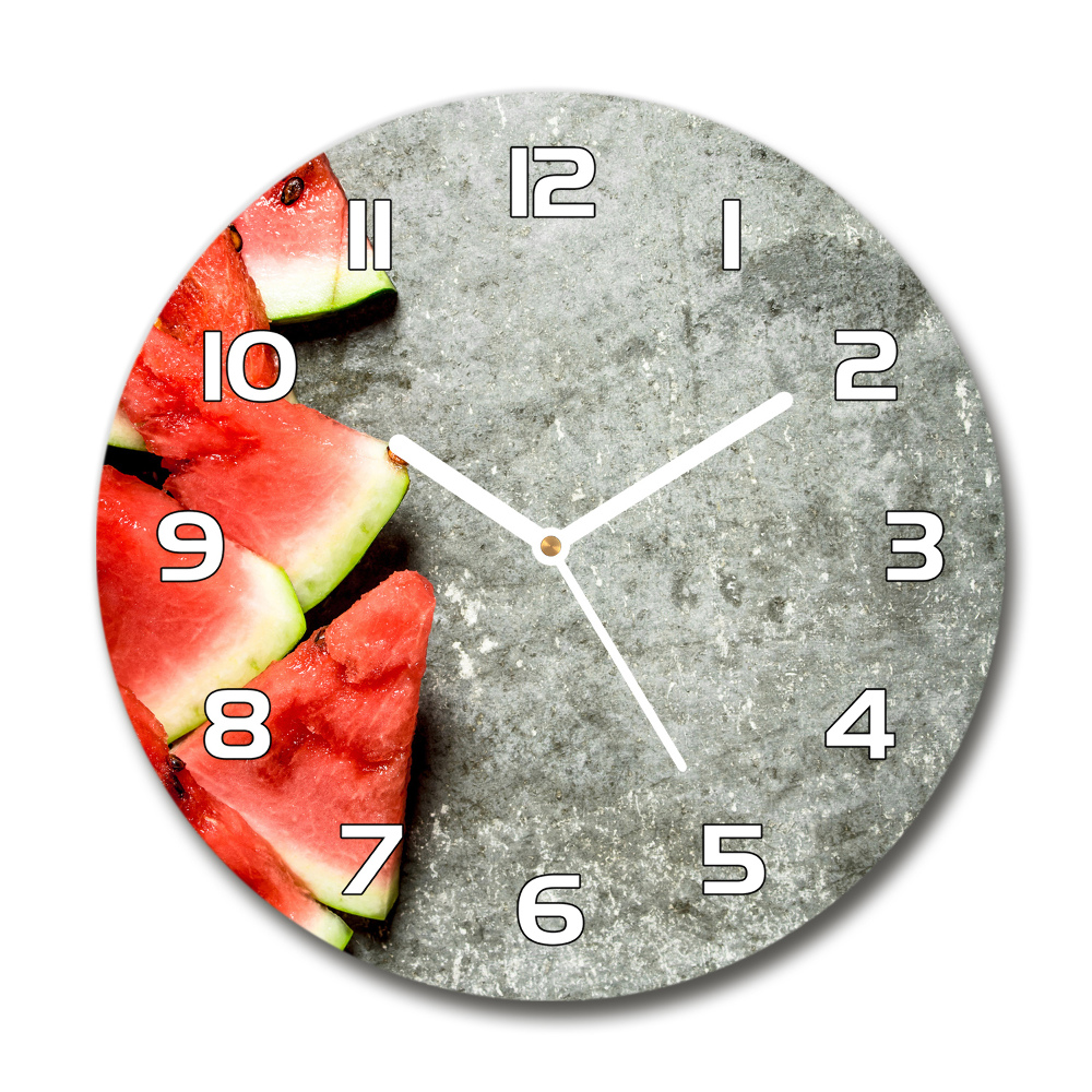 Round glass wall clock Chopped watermelon