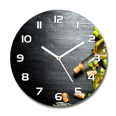 Round glass wall clock White wine and fruit