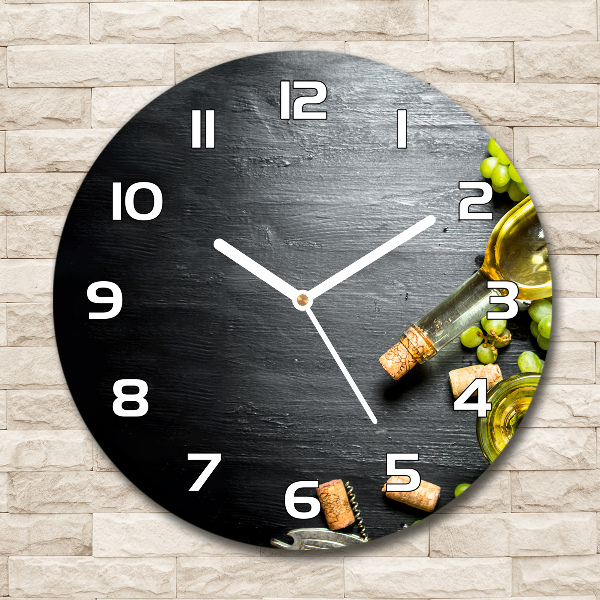 Round glass wall clock White wine and fruit