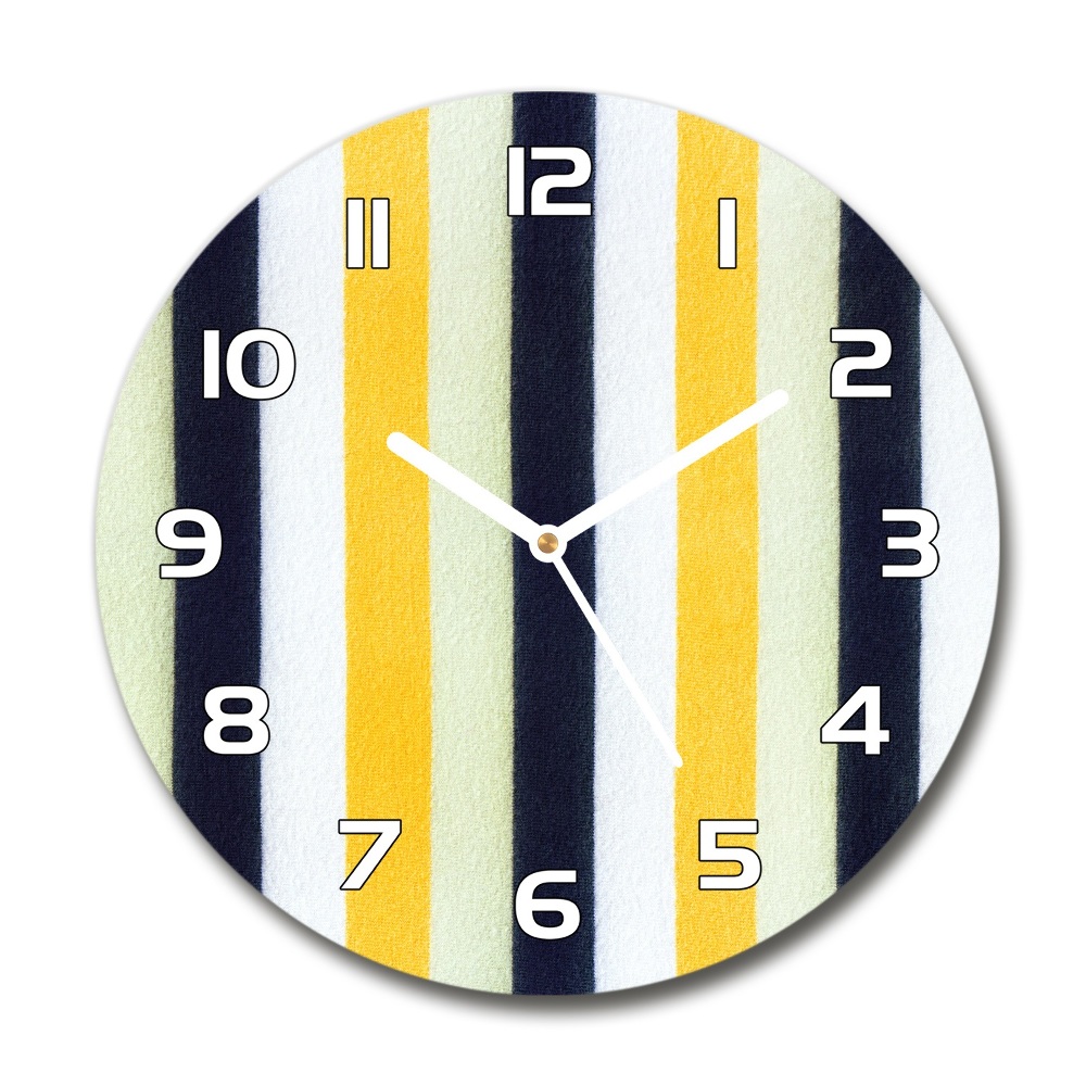 Round glass wall clock Background with stripes