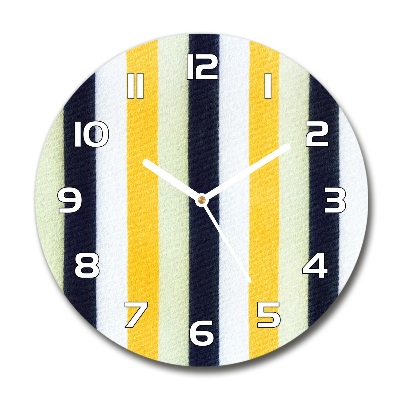 Round glass wall clock Background with stripes