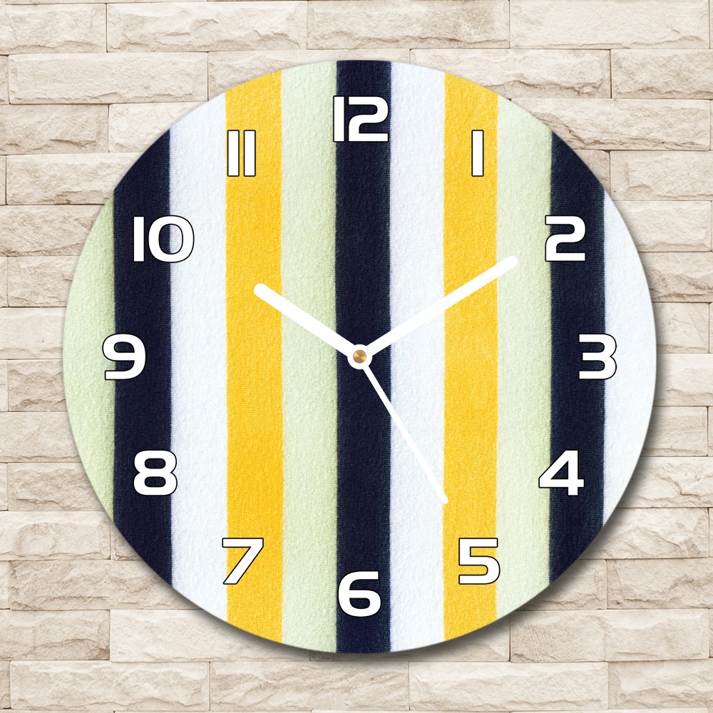 Round glass wall clock Background with stripes