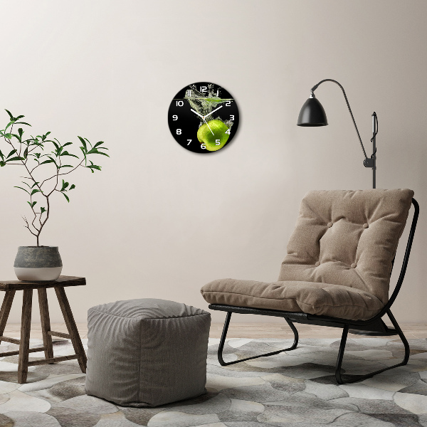 Round wall clock Green apples