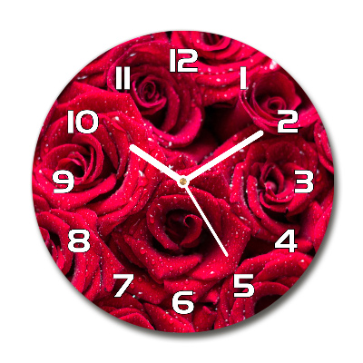 Round wall clock Drops on roses