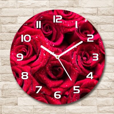 Round wall clock Drops on roses