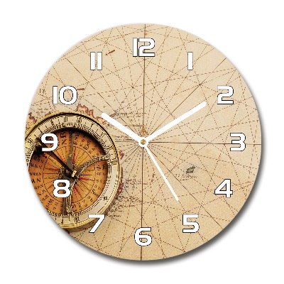 Round wall clock Compass on the map