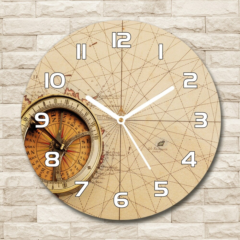 Round wall clock Compass on the map