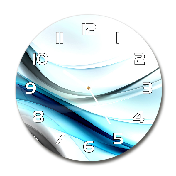 Round glass wall clock Wave abstraction