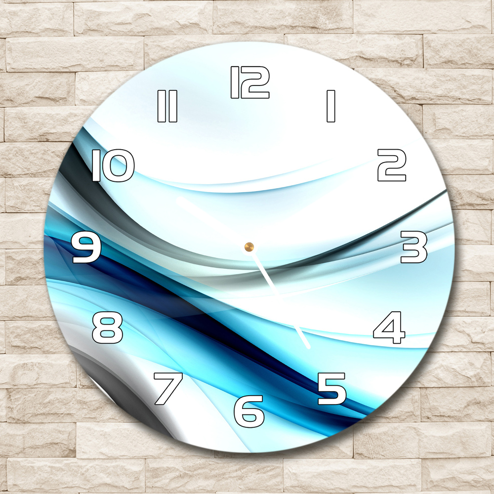 Round glass wall clock Wave abstraction