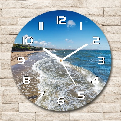 Round glass wall clock Baltic Sea