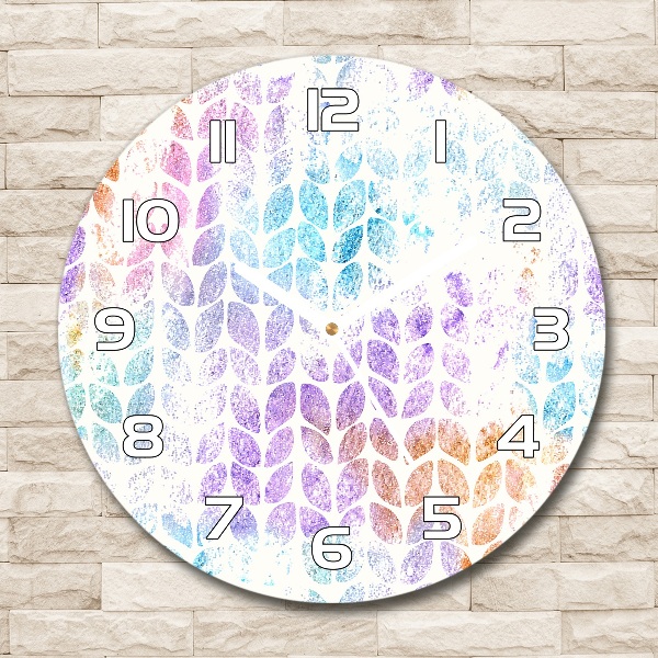 Round wall clock Colorful leaves