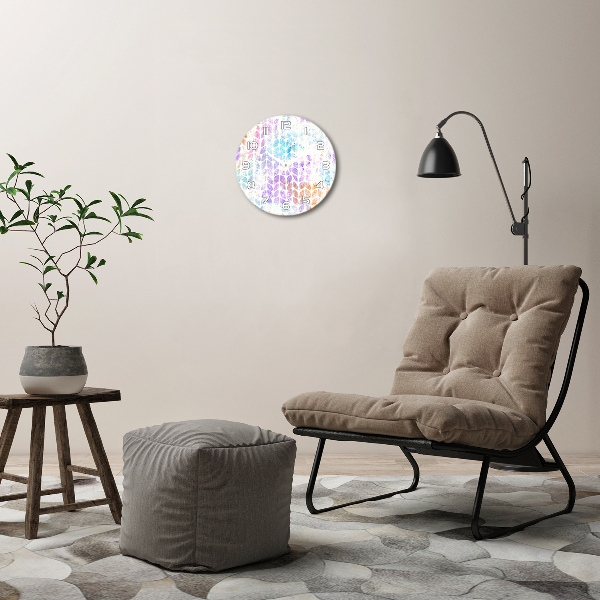 Round wall clock Colorful leaves