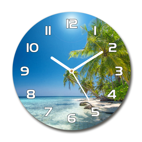 Round glass clock Maldives beach