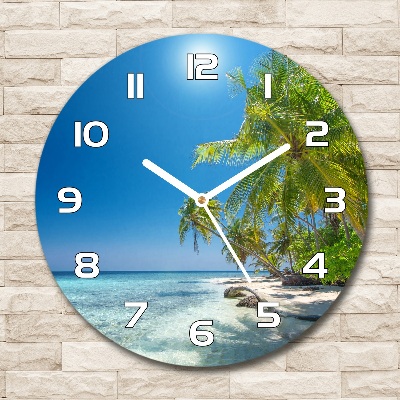 Round glass clock Maldives beach