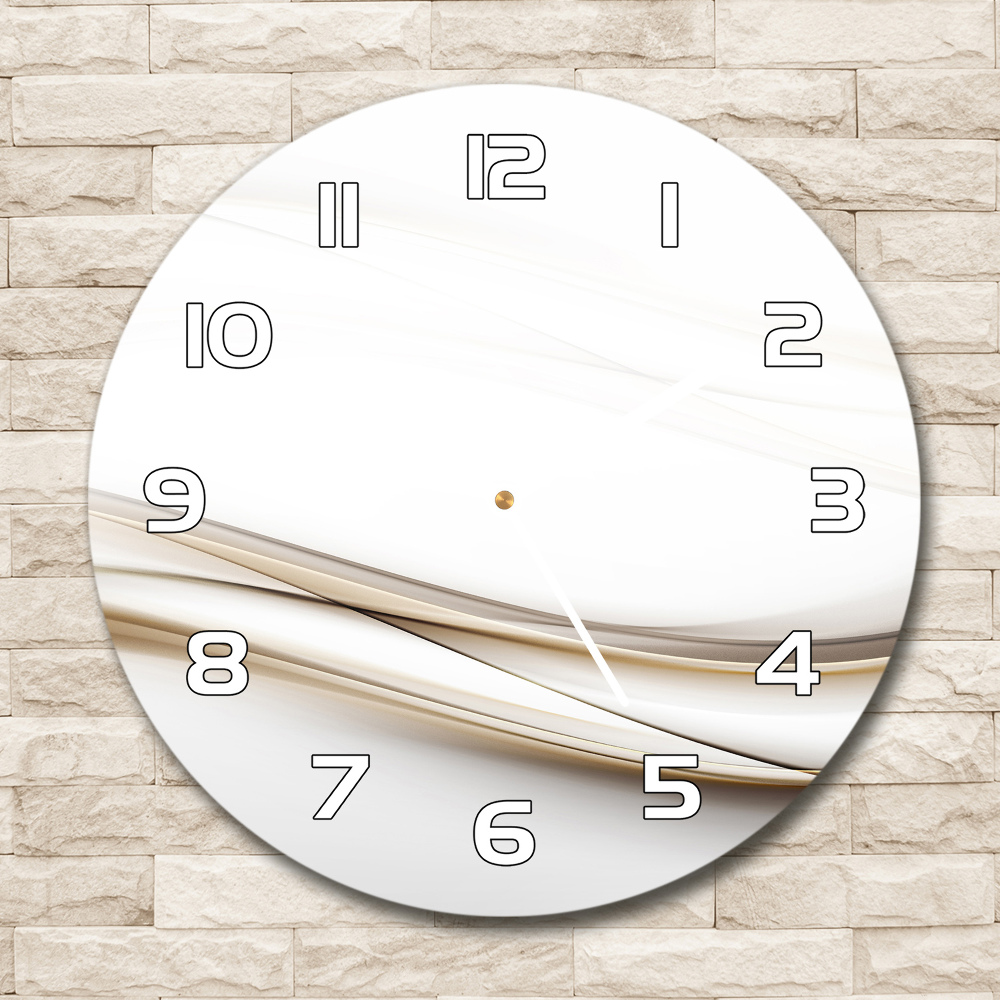 Round glass wall clock Wave abstraction