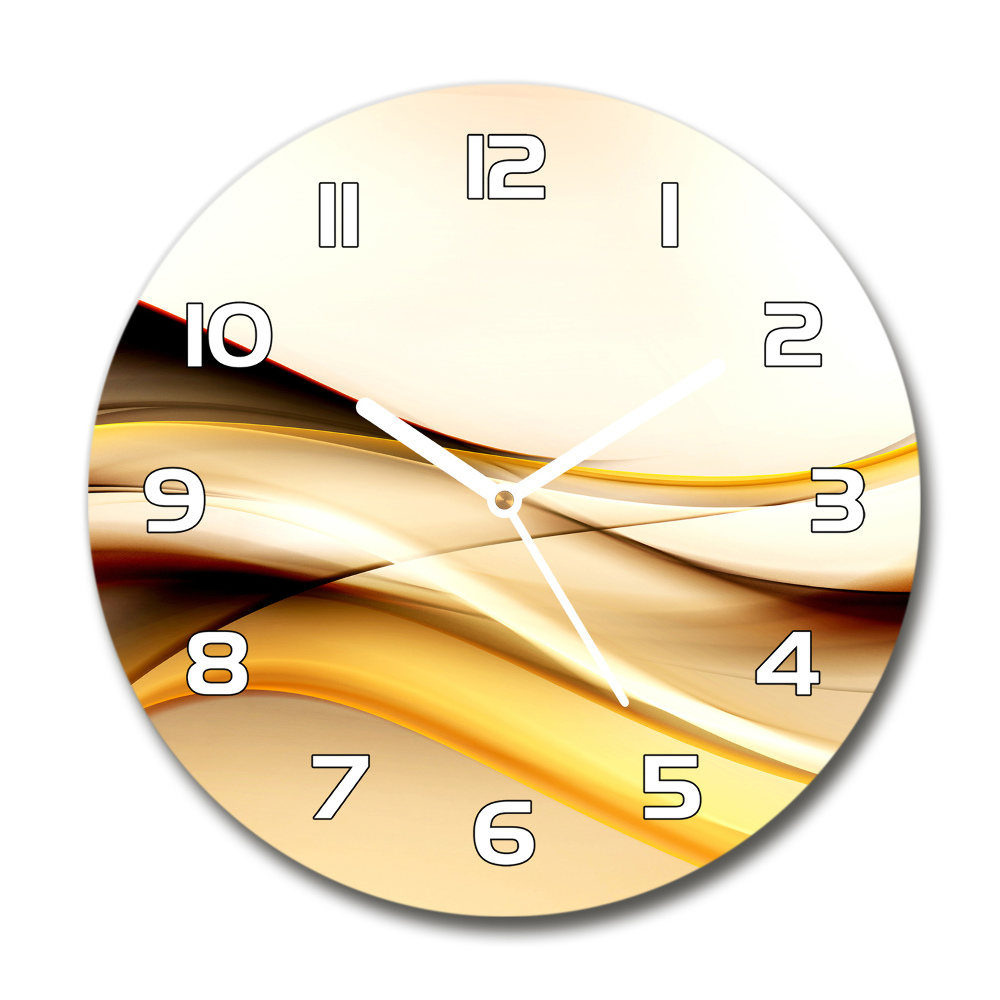 Round glass clock Abstract waves