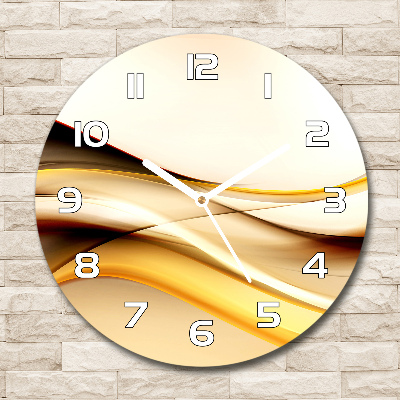 Round glass clock Abstract waves