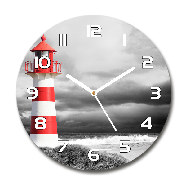 Round glass wall clock Lighthouse