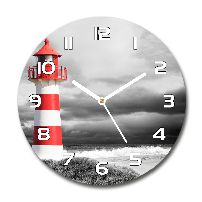 Round glass wall clock Lighthouse