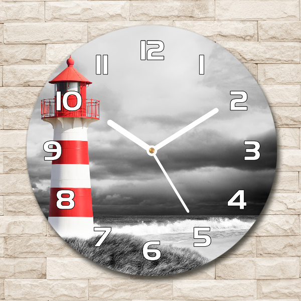 Round glass wall clock Lighthouse